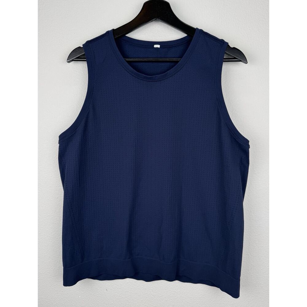Athleta In Motion Seamless Tank Top Womens Size XL Blue Sleeveless Workout Gym